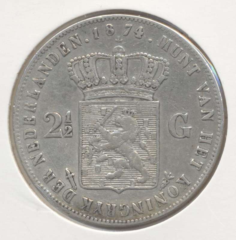 Nederland 2,5 gulden 1874 Willem 3 - صورة 2