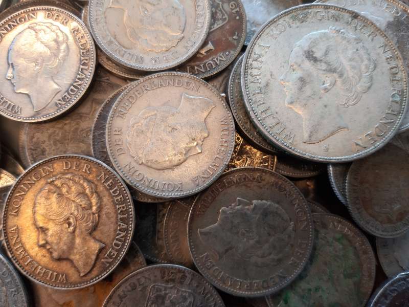 Nederland halve kilo netto zilveren Wilhelmina Guldenmunten - Image 4