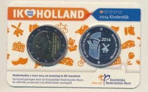 Nederland 2 Euro 2014 Ik hou van Holland Kinderdijk in coincard met zilveren penning