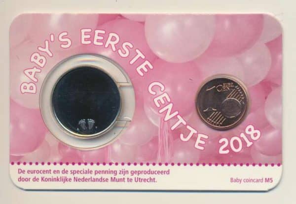 Nederland baby's eerste centje (meisje) 2018 in coincard