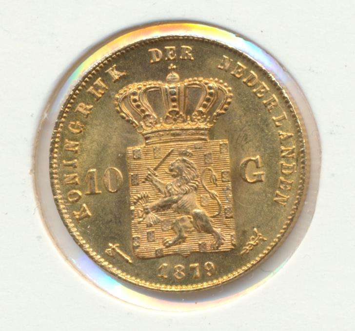 Nederland gouden tientje 1879 Willem 3
