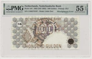 Nederland 100 gulden 1992 Steenuil Misdruk PMG55