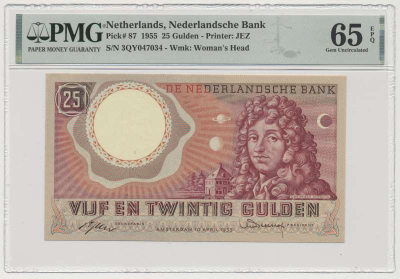 Nederland 25 Gulden 1955 Huygens PMG65 EPQ