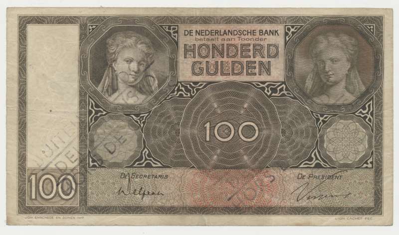 Nederland 100 Gulden 1930 Vrouwenkop Buiten omloop