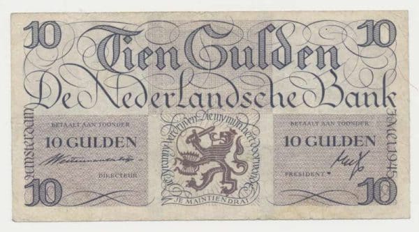 Nederland 10 Gulden 1945 Lieftinck