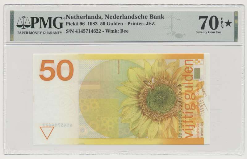 Nederland 50 Gulden 1982 zonnebloem PMG70 EPQ (Ster)
