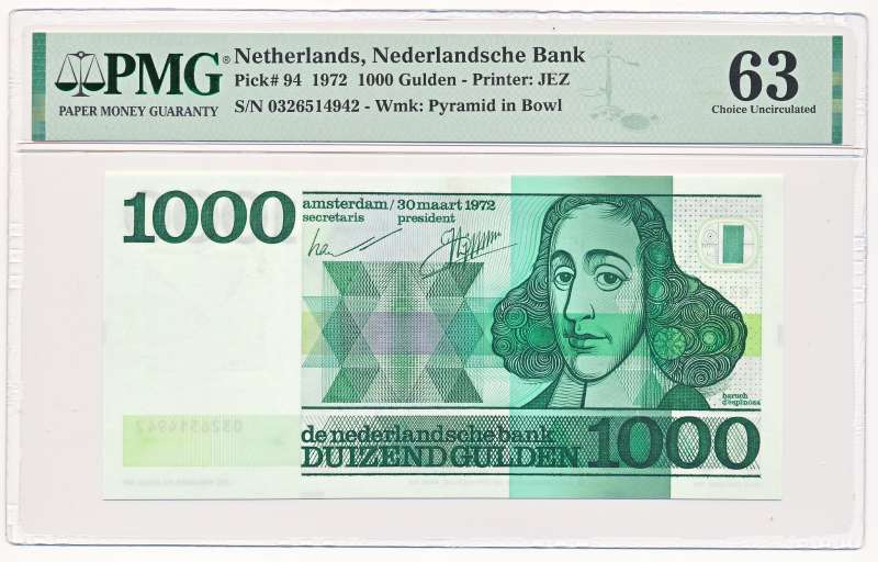 Nederland 1000 Gulden 1972 Spinoza PMG63