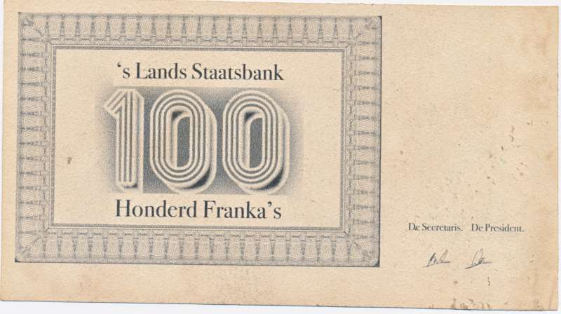 100 Franka's s'Lands Staatsbank biljet - Image 2