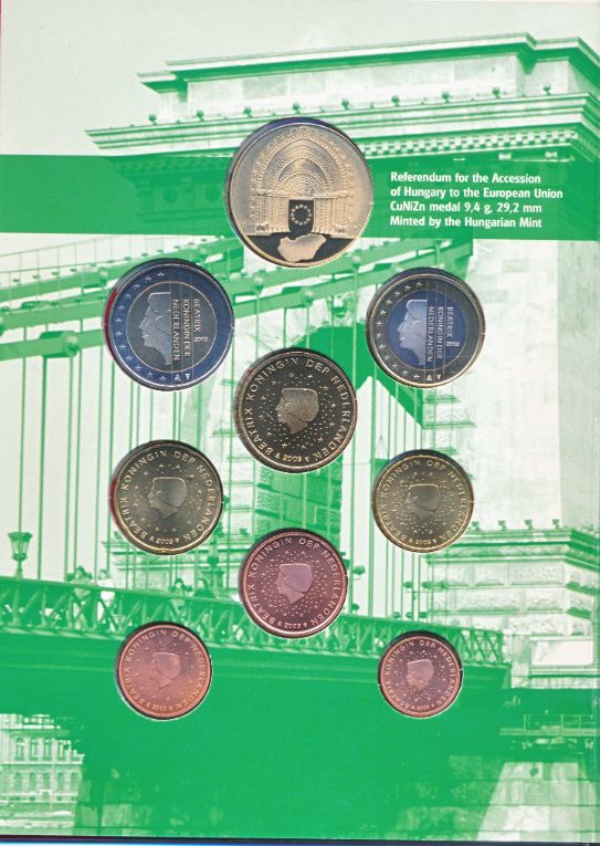 Nederland 2003 Euro BU Jaarset Informatie Hongarije met Penning - Image 2