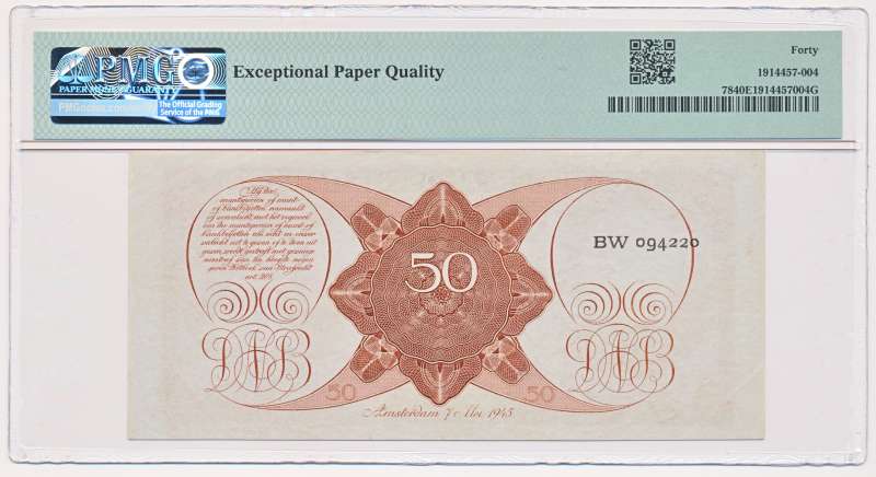 Nederland 50 Gulden 1945 Stadhouder Willem 3 PMG40 - Afbeelding 2