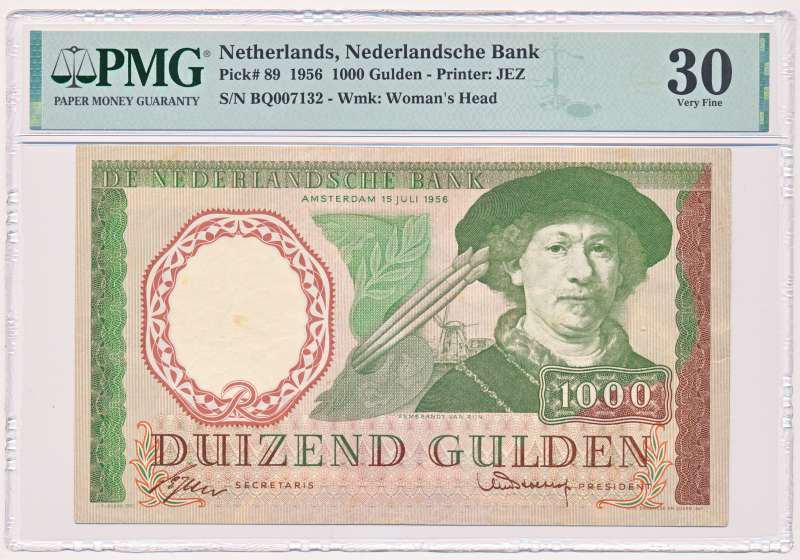 Nederland 1000 gulden 1956 Rembrandt PMG30