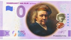 Nederland 0 Euro Rembrandt van Rijn zelfportret 2023 in kleur