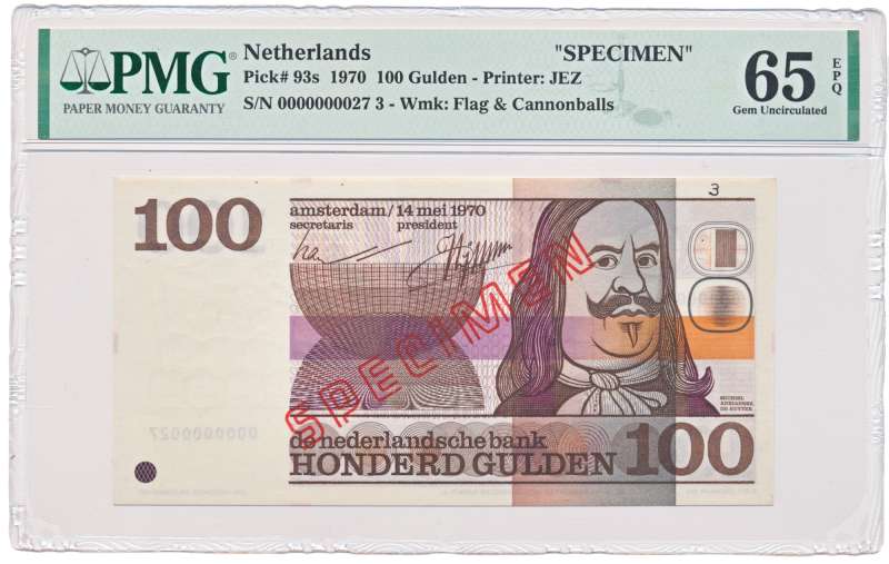Nederland 100 Gulden 1970 Michiel de Ruyter Specimen PMG65 EPQ