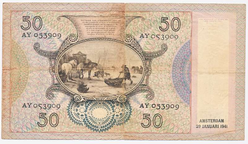 Nederland 50 Gulden 1941 Oestereetsters - Afbeelding 2