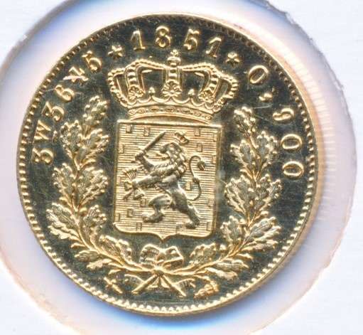 Nederland Gouden 5 gulden 1851 Willem 3 - Image 2