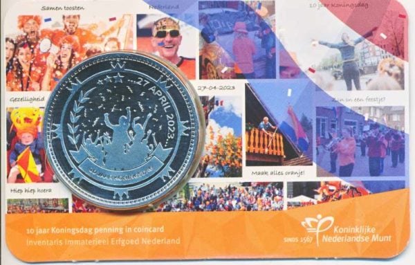 Nederland 10 jaar koningsdag penning 2023 in Coincard