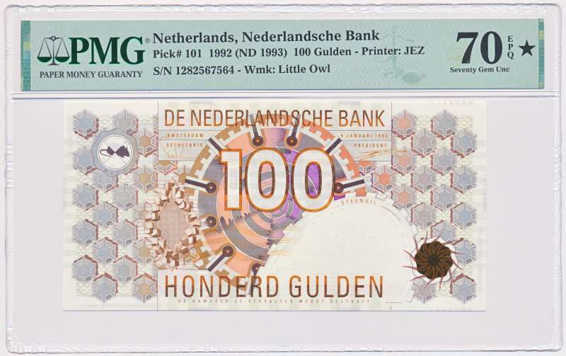 Nederland 100 gulden 1992 Steenuil PMG70 EPQ (Star)