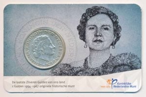 Nederland Historische zilveren gulden Juliana 1957 in coincard