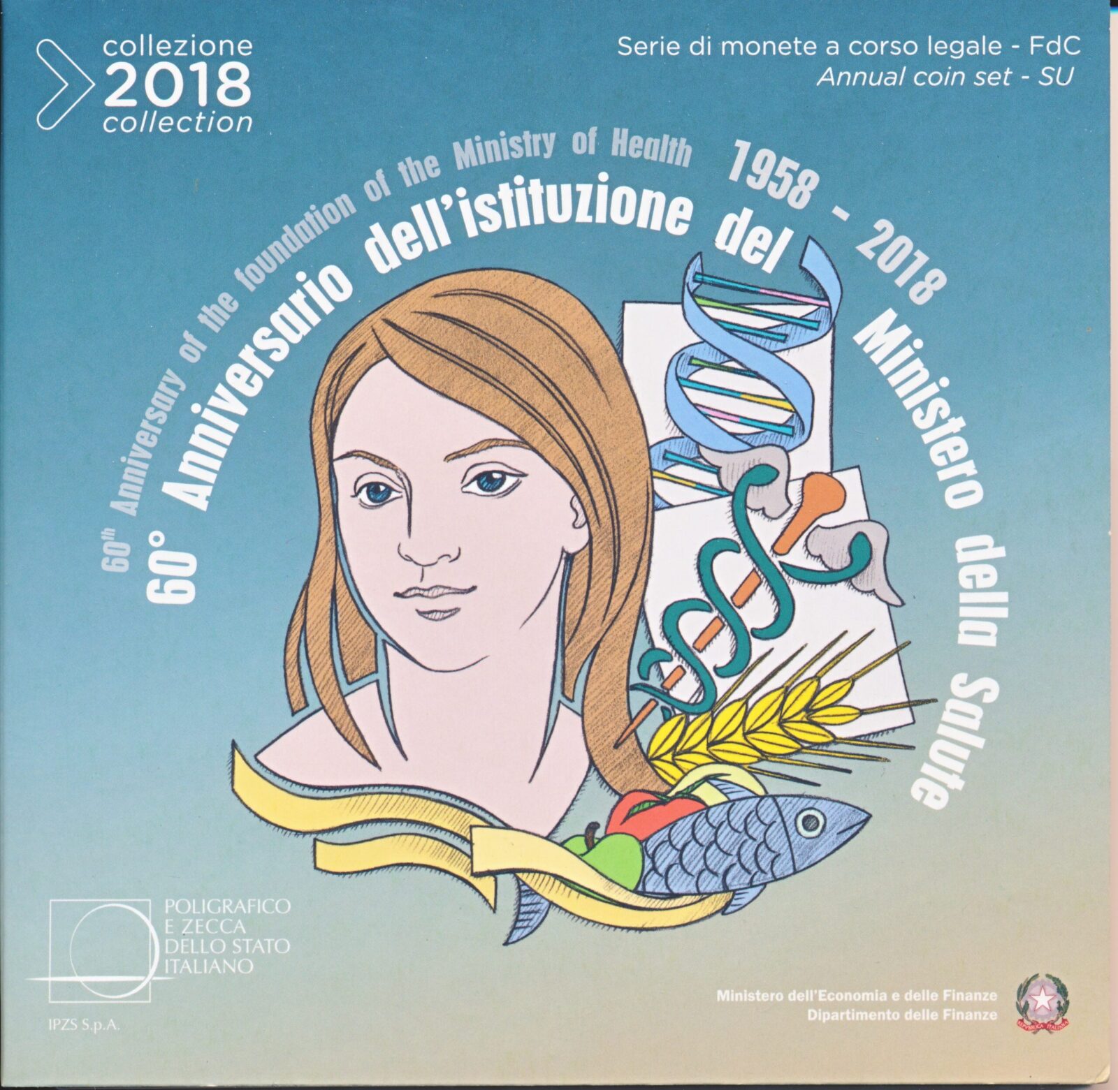 Italië BU set euro 2018 60 jaar ministerie van gezondheid