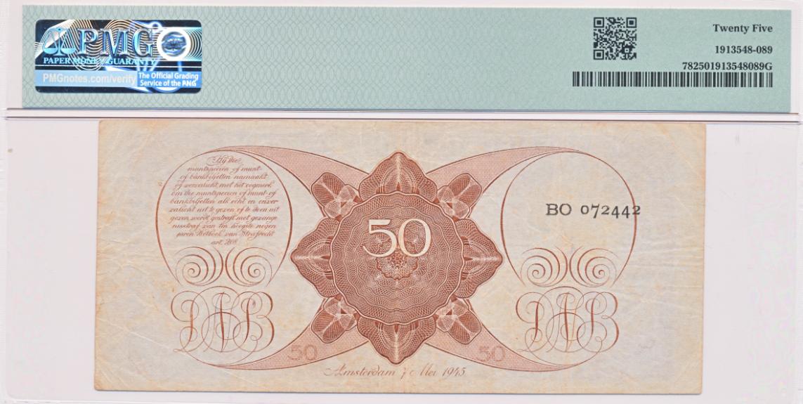 Nederland 50 Gulden 1945 Stadhouder Willem 3 PMG25 - Afbeelding 2