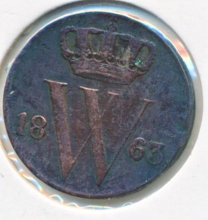 Nederland halve cent 1863 Willem 3