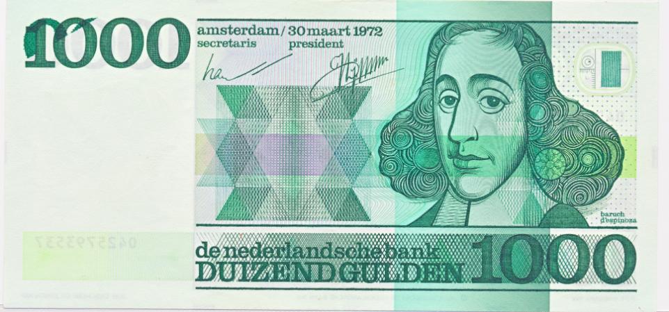 Nederland 1000 Gulden 1972 Spinoza misdruk