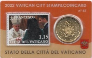 Vaticaan 50 Eurocent met Postzegel 2022 in Coincard Nr 41