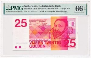 Nederland 25 Gulden 1971 Sweelinck 11 cijfers PMG66