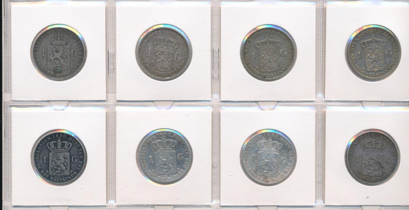 Nederland serie zilveren guldenmunten Willem 1 t/m Wilhelmina