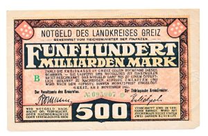 Duitsland 500 miljard Mark 1923 Noodgeld Greiz