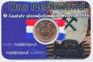 Ons Nederland 5 cent 1974 - Laatste steenkolenmijn Heerlen 1974 in coincard