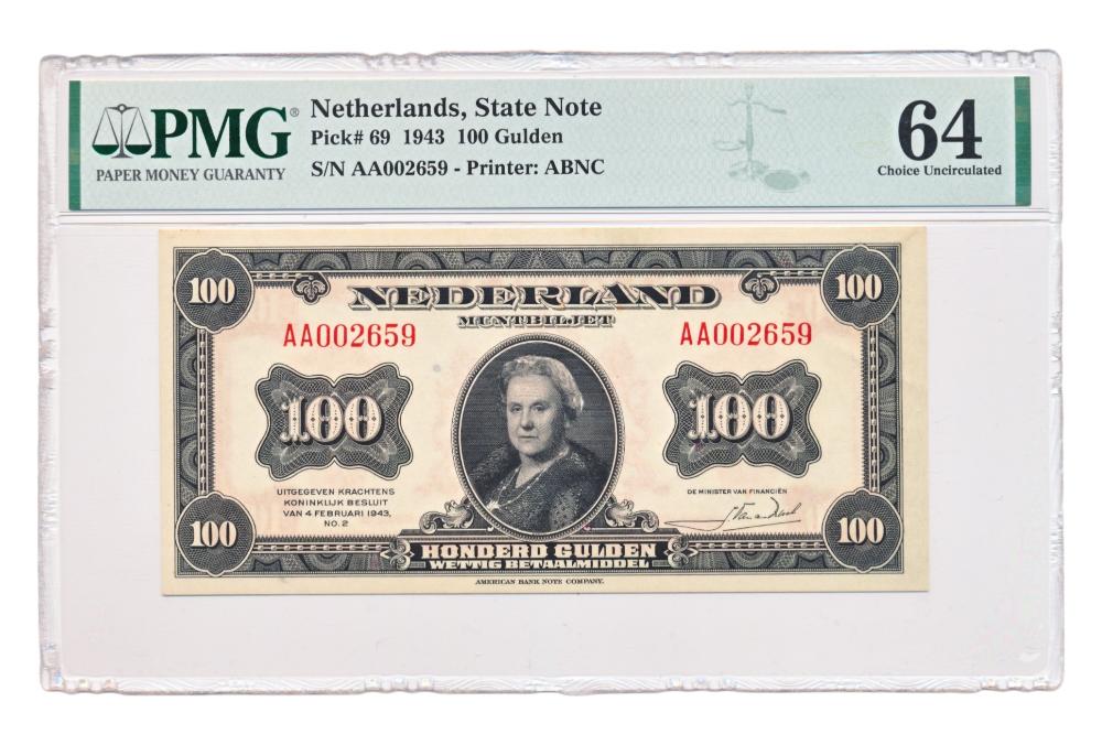 Nederland 100 Gulden 1943 Wilhelmina PMG64