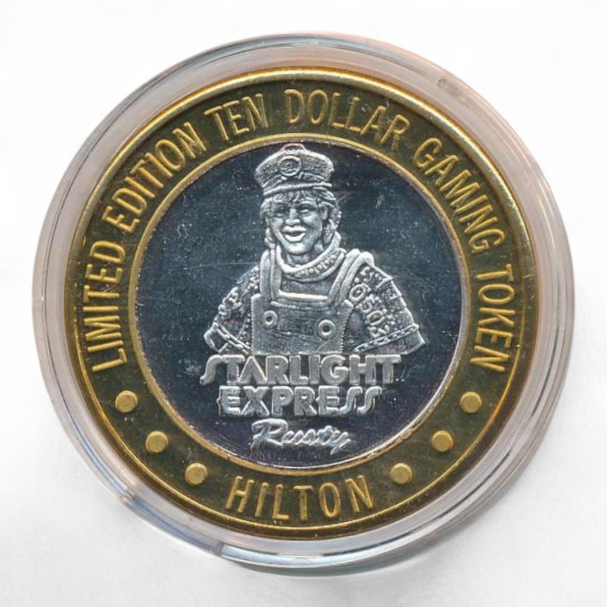 Las Vegas 10 Dollar Gaming Token Zilver Hilton - Starlight Express Rusty