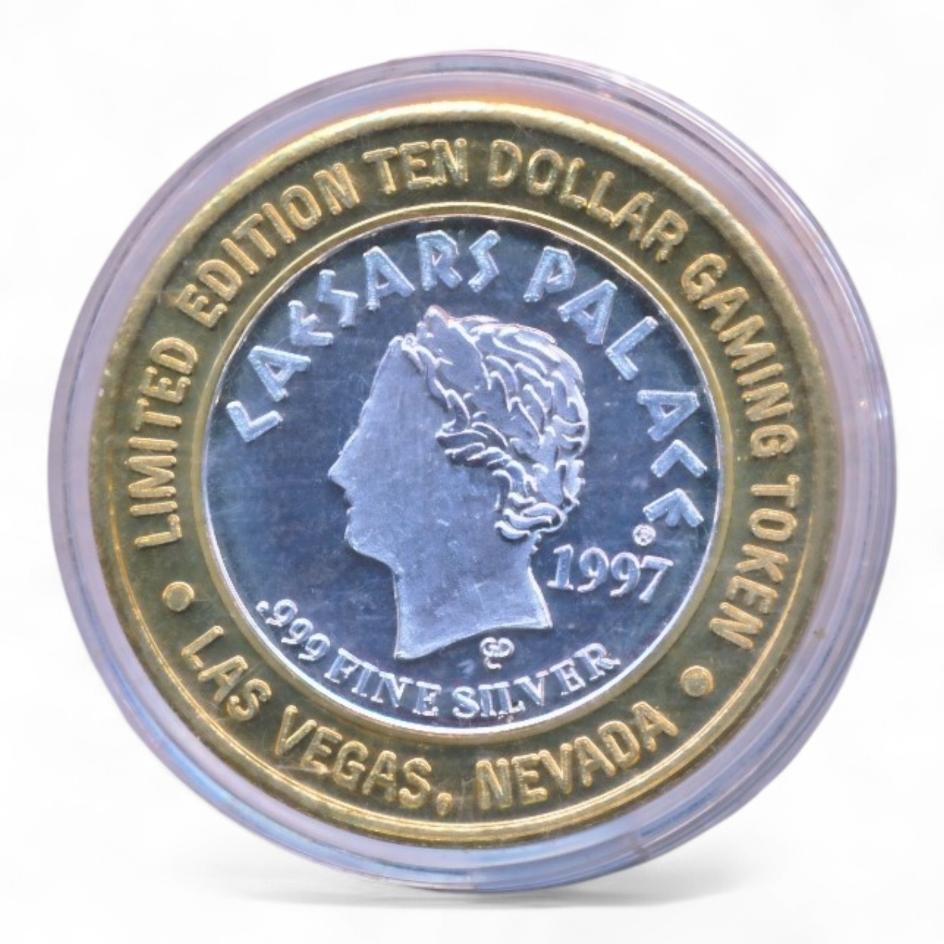 Las Vegas 10 Dollar Gaming Token Zilver Ceasars Palace 1997