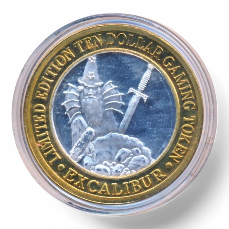 Las Vegas 10 Dollar Gaming Token Zilver Excalibur (4)
