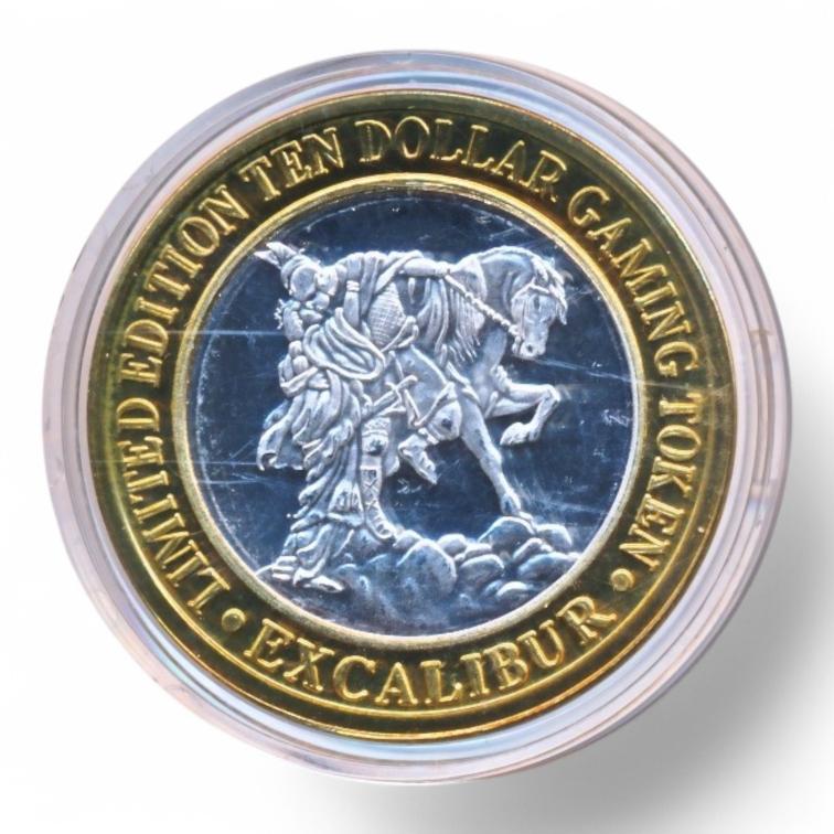 Las Vegas 10 Dollar Gaming Token Zilver Excalibur (1)