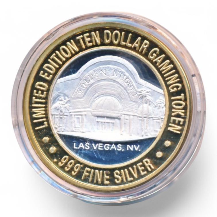Las Vegas 10 Dollar Gaming Token Zilver Golden Nugget