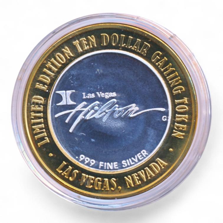Las Vegas 10 Dollar Gaming Token Zilver Hilton - Starlight Express Rusty