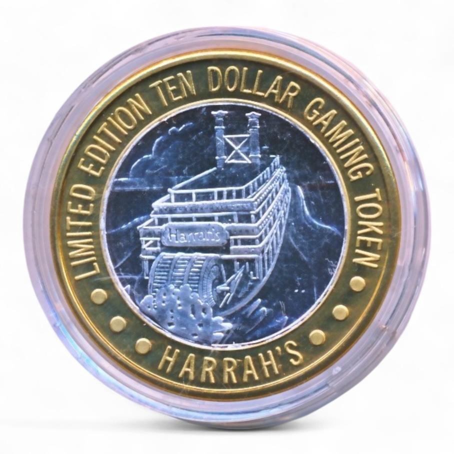 Las Vegas 10 Dollar Gaming Token Zilver Harrah's Casino Hotel