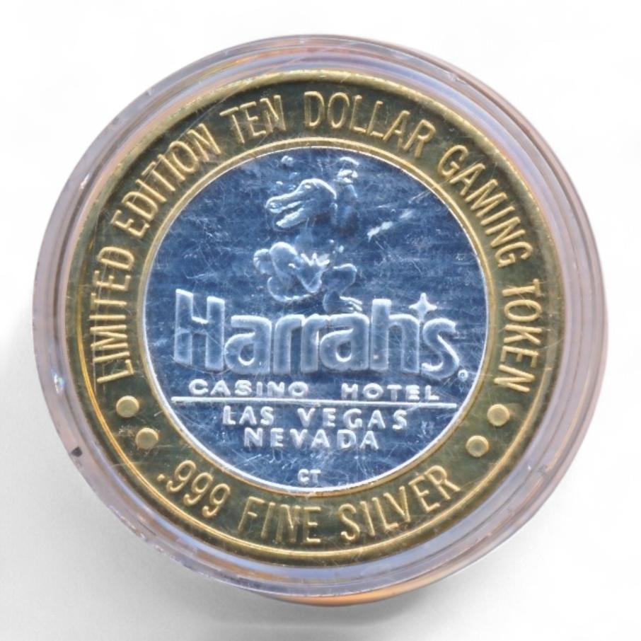 Las Vegas 10 Dollar Gaming Token Zilver Harrah's Casino Hotel