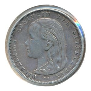 Nederland 1 Gulden 1896 Wilhelmina loshangend grof haar