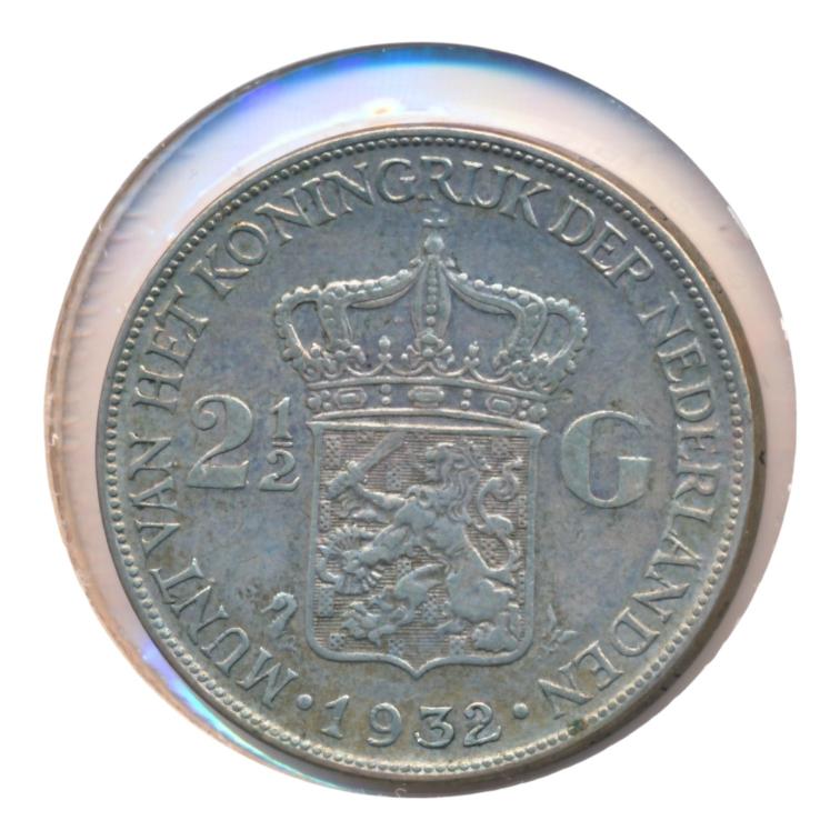 5 Gulden 1932 Wilhelmina grof haar