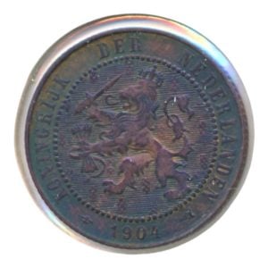 Nederland 2 1/2 Cent 1904 Wilhelmina met patina