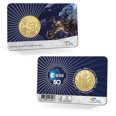 Nederland 50 cent 2025 ESA 50 jaar in coincard