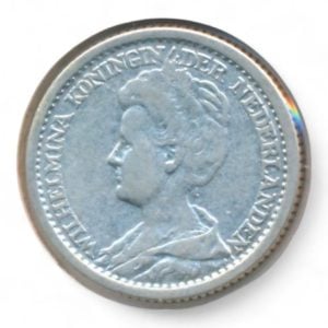 Nederland 25 Cent 1919 Wilhelmina hermelijnen mantel