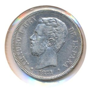 Spanje 5 Pesetas 1871