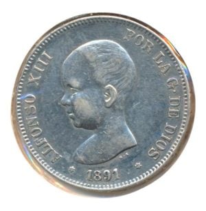 Spanje 5 Pesetas 1891