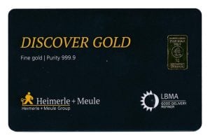 Goudbaar 1 gram Heimerle en Meule card (Discover gold)