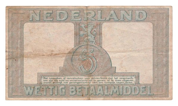 Nederland 5 Gulden 1944 Zilverbon Serie Z