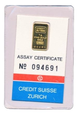 Goudbaar 1 gram goud 1982